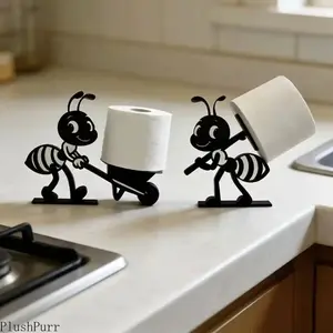 2pcs Ant-Shaped Paper Towel Holder Set - Multi-Functional Indoor Recreation Decor, Toilet Roll Storage Ornament for Bathroom, Household Daily Supplies