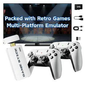 Retro Gaming Console, Retro Game Stick, 64GB SD Card Supports Up to 20,000+ Games, 23+ Emulators, 2 Wireless Controllers, Plug & Play Video Gamepad for Family, HDMI TV Game Stick
