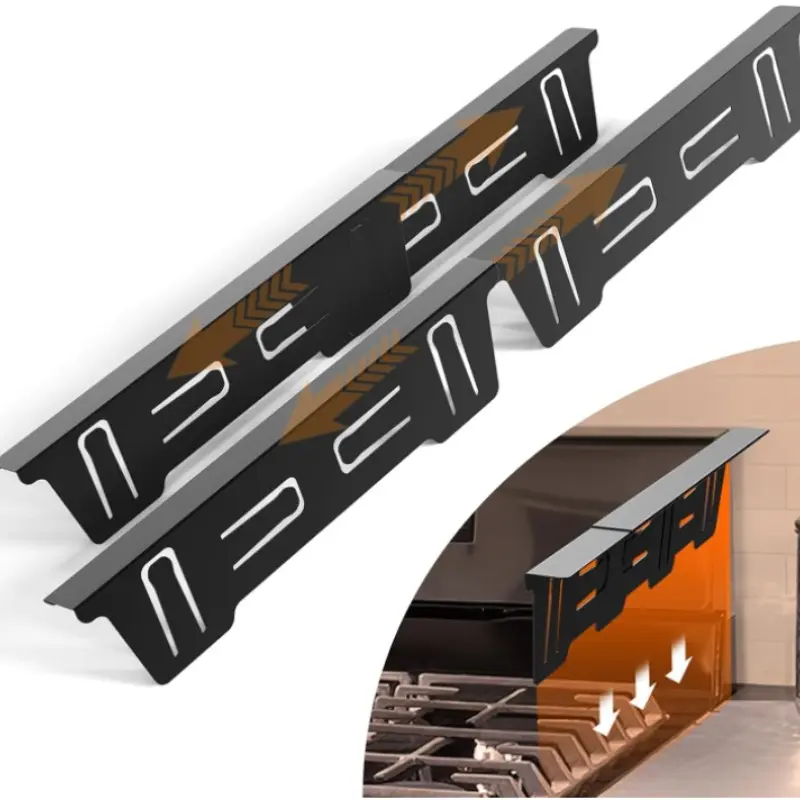 4-Piece Expandable Stainless Steel Stove Gap Cover, Adjustable Kitchen Appliance Kit, Heat-Resistant Design, Durable, Seamless Fit, Home