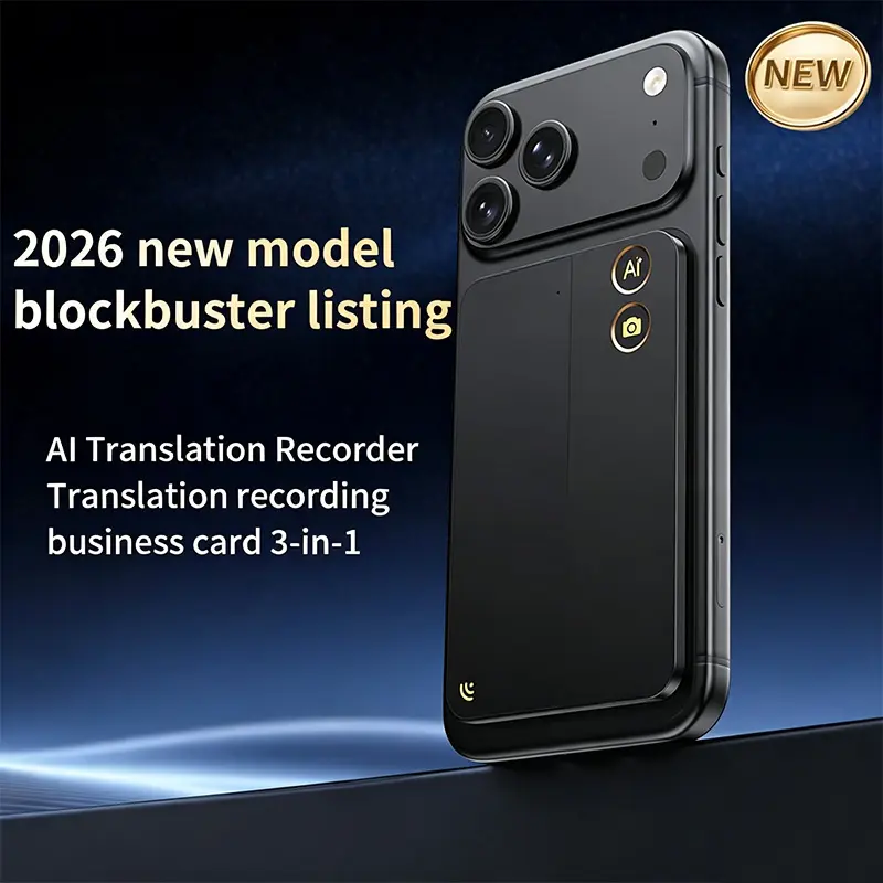 AI Translation Recorder + Translation Recording +Digital Business Card 3-in-1  ,Transcribe & Summarize with AI Note Taker for Meetings & Calls, Professionals & Teams, Supports 140+ Languages,Ultra-slim card design,free protective case