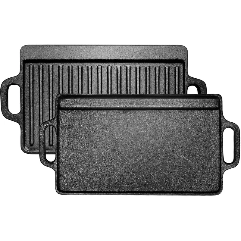 13 Inch Cast Iron Griddle Plate,Reversible Pre-Seasoned Cast Iron Grill Pan for Gas Stovetop,  Maintenance Care Heat Retention pan black friday sales 2025 Induction Safe comal para tortillas TiktokShopBlackFriday