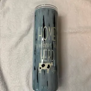 Home Is Where The Herd Is 30 oz Epoxy Tumbler with Distressed Look and Cow Design One of A Kind Unique Farmhouse Style Tumblerl