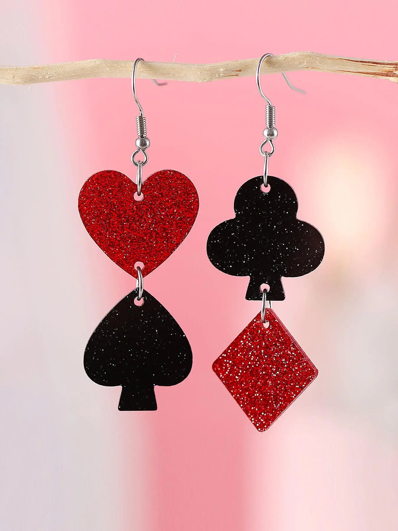 Poker Design Dangle Earrings, Fashionable Acrylic Jewelry for Women, Trendy All-match & Exquisite Jewelry for Birthday Gift