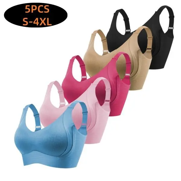 Women's Underwear Sets, 3/4/5-Pack Seamless Push Up Bras, Wireless Solid Color Lingerie for Everyday Comfort, Plus Size, Colorful