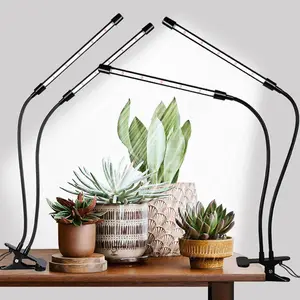 Black Grow Lights for Indoor , 168 LEDs Clip  Lights, Full Spectrum LED  Growing Lamps with Flexible Gooseneck 4/8/12/18H Timer, 3 Spectral Modes, 10 Dimmable Levels, 2Head x 2 Pack