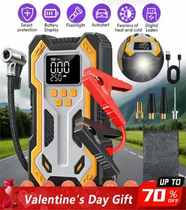 Car Battery Jump Starter with Air Compressor 150PSI Charger, Jump Starter Jump Box (All Gas 12L Diesel, bikes, balls, etc.), Car Battery Jumper Starter Portable Jumper Cables, Lights