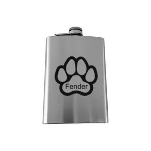 8oz Custom Dog Paw Print with your Pup's Name SS Flask L1