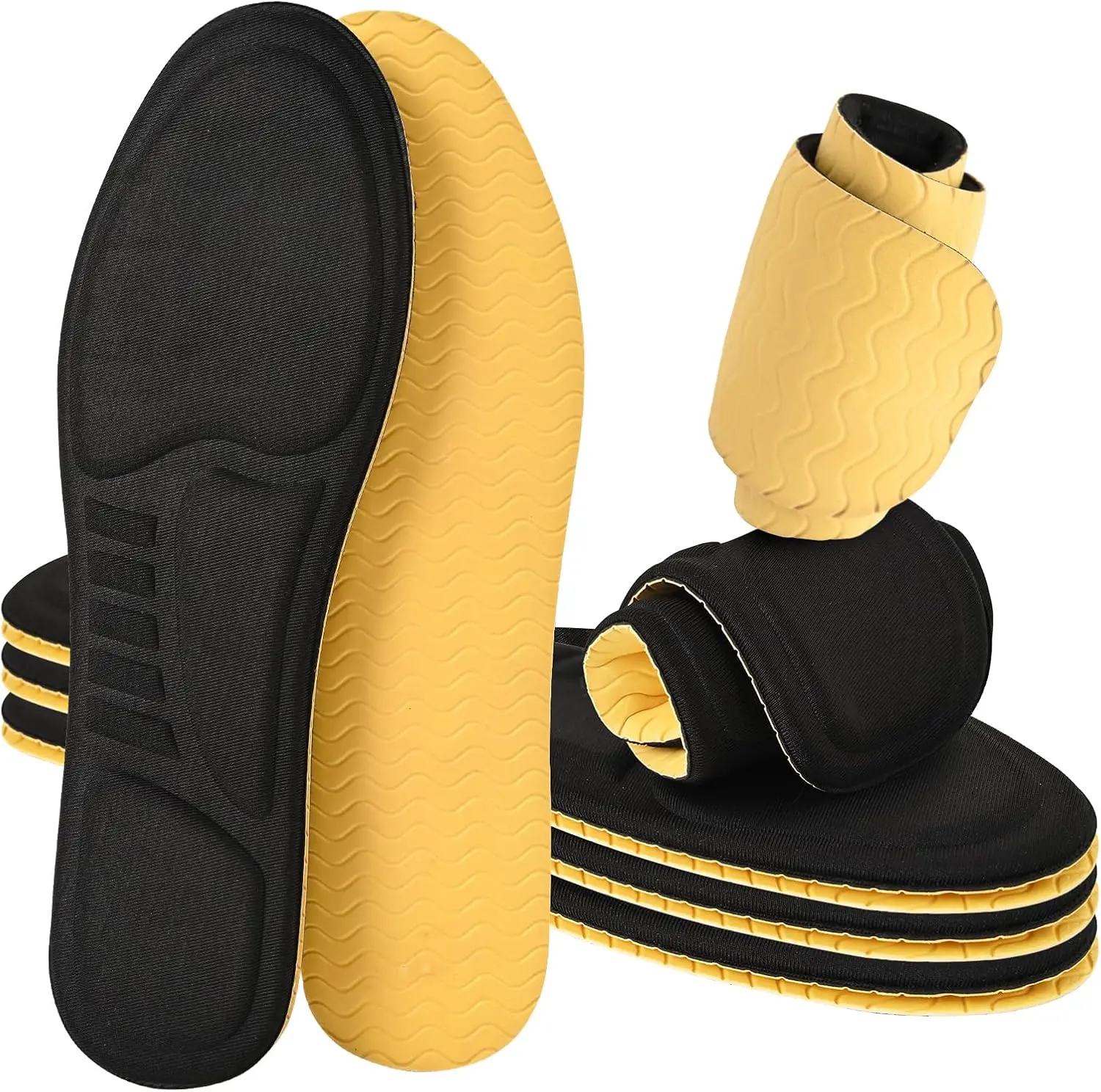 3 Pairs 3D Sponge Shoe Insoles for Men and Women, Replacement Insoles for Work Boots Running Shoes, Cushion Shock Absorbing for Foot Pain Relief, Comfort Breathable Inner Soles, Mesh, Soft