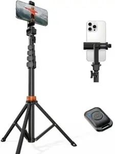 66" Phone Tripod, Tripod for iPhone with Remote & Phone Stand, Extendable Cell Phone Tripod for Video Recording, Ultimate Tripod & Monopod Accessories for iPhone/Android, Clamp Mount