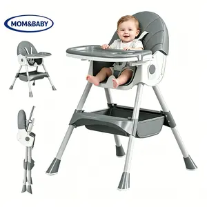 3-in-1 Convertible High Chair for Babies, Baby Furniture with Removable Tray, Adjustable Backrest & Footrest, Foldable Space-Saving Design, Detachable PU Cushion, Portable Infant Travel Set, Convertible High Chairs outdoorfun