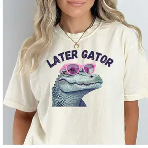 Comfort Colors Alligator Wearing Pink Sunglasses T-shirt, Later Gator Tee, Sarcastic Animal T-Shirt, Reptile Lover Gift, See You Later Alligator, Casual Style, Gift for Woman and Man,