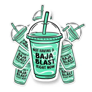 I’m Not Having A Baja Blast Right Now Sticker 3-Pack - Funny Meme Parody Vinyl Decal - Baja Blast Sticker for Laptop - Water Bottle - Car & Truck Stickers