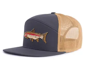 RAINBOW TROUT 7-Panel Flat Snapback, Richardson 168 Grey
