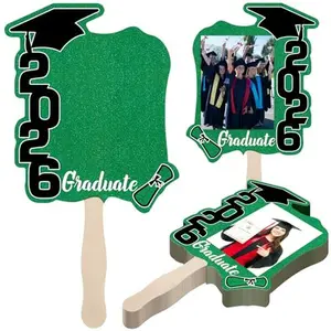 24 Pack Class of 2026 Graduation Fans with Handle Double Sided Grad Photo Props for Keepsake Gifts Graduation Party Supplies