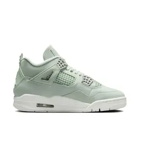 Retro Mid-Top Basketball Shoes in Mint Green with Leather and Mesh Panels