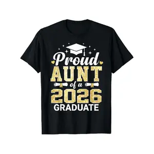 Men's Short-Sleeve Round Neck Casual Print Streetwear Unisex T-Shirt - Proud Aunt of 2026 Graduate Gift for Dads, Ideal for Graduation Season