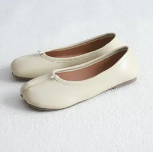 Women's Split-Toe Ballet Flats - Soft Slip-On Loafers, 4-Color Options, Comfy All-Day Shoes for Office & Daily Use