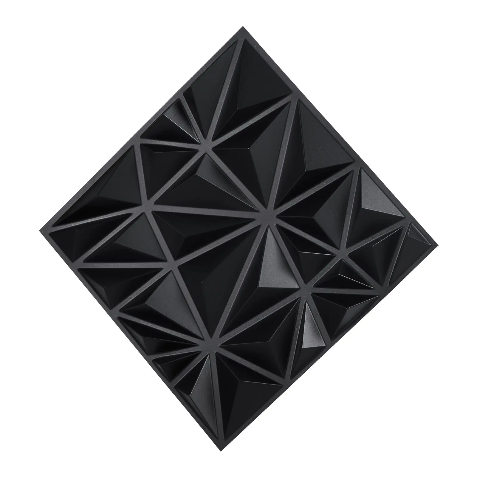VEVOR 3D Geometric PVC Wall Panels, 33-Pieces 11.81x11.81x1in Matte Black Minimalist Diamond Tiles, 32 Sq.Ft Coverage DIY Cuttable Accent Walls for Bedroom, Interior Use, Living Room