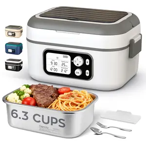 Cordless Electric Lunch Box 1.5L Self Heating Battery Powered with Automatic Heating BPA Free Meal Prep Friendly Portable Food Warmer for Work Construction Truck Travel - Tableware, Lid