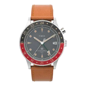 Timex Waterbury Traditional GMT 39mm Men Watch Stainless Steel/Tan/Black
