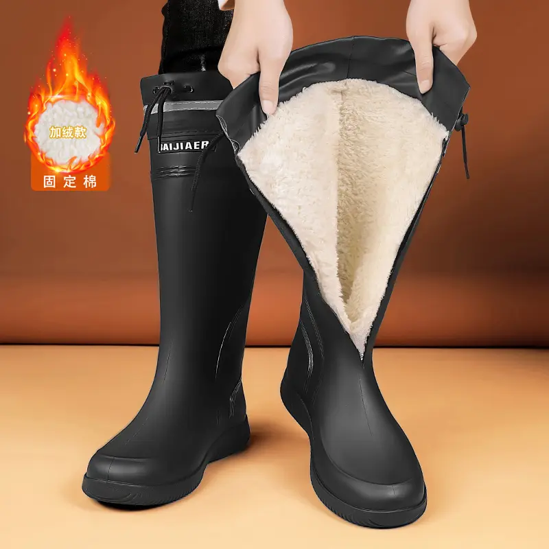 Men's Winter Snow Boots, Fleece-Lined Warm Long Boots, Sheepskin Thickened Cotton Shoes, Outdoor Skiing, Fishing Non-Slip Waterproof Cold-Proof Warm Boots