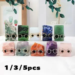 Random Color Natural Crystal Gemstone Pets, unique crystal design, 1/3/5 Counts DIY Handmade Crystal Carving Fengshui Sculpture, Pet Memorial Ornament, Home Garden Decor, Crystal Decorative Ornaments