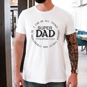Super Dad Christian TShirt – Philippians 4:13 Bible Verse Tee, Religious Father's Day Gift, Faith-Based Dad T-Shirt for Husband, Grandpa, Men of God