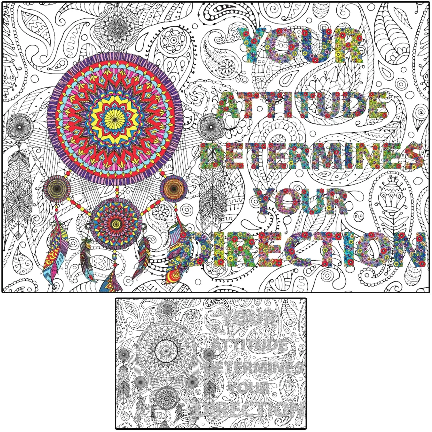 Large Wall Coloring Poster for Adults and Kids - Giant Coloring Posters Collaborative - Big Coloring Sheets - Mindfulness Coloring Poster Size - Huge Coloring Jumbo Page - Adult Coloring Wall Poster