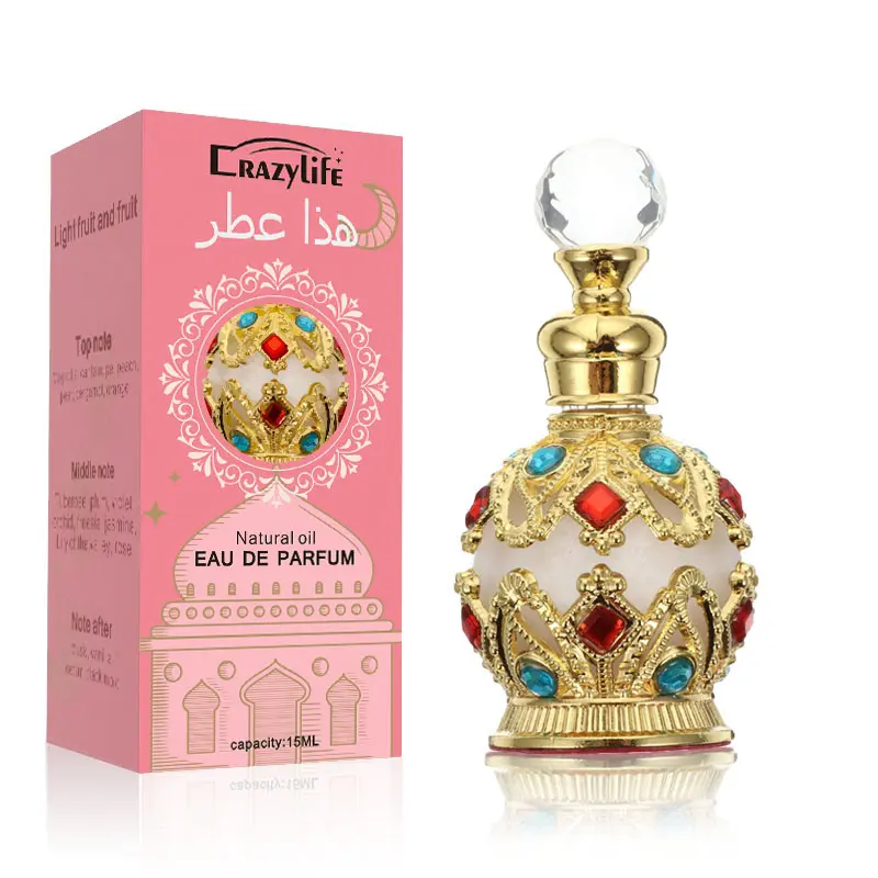 Women’s 15ml/0.5 fl oz Dubai-Inspired Arabic Perfume Oil - Aromatic Floral, Amber Vanilla, Lemon Jasmine Rose Musk, Long-Lasting Liquid Scent, Premium Crown Dropper, Plant-Based, Daily/Special Occasion Use