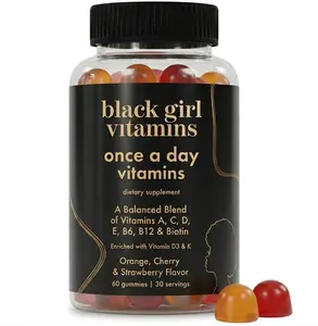 Black Girl Vitamins Once a Day - Womens Multivitamin Gummy - Vitamin A, B, C, E and Zinc. Multivitamin for Women, Immune Support. Vegan, Gluten-Free. Made in The USA (30 Day Supply, Strawberry)