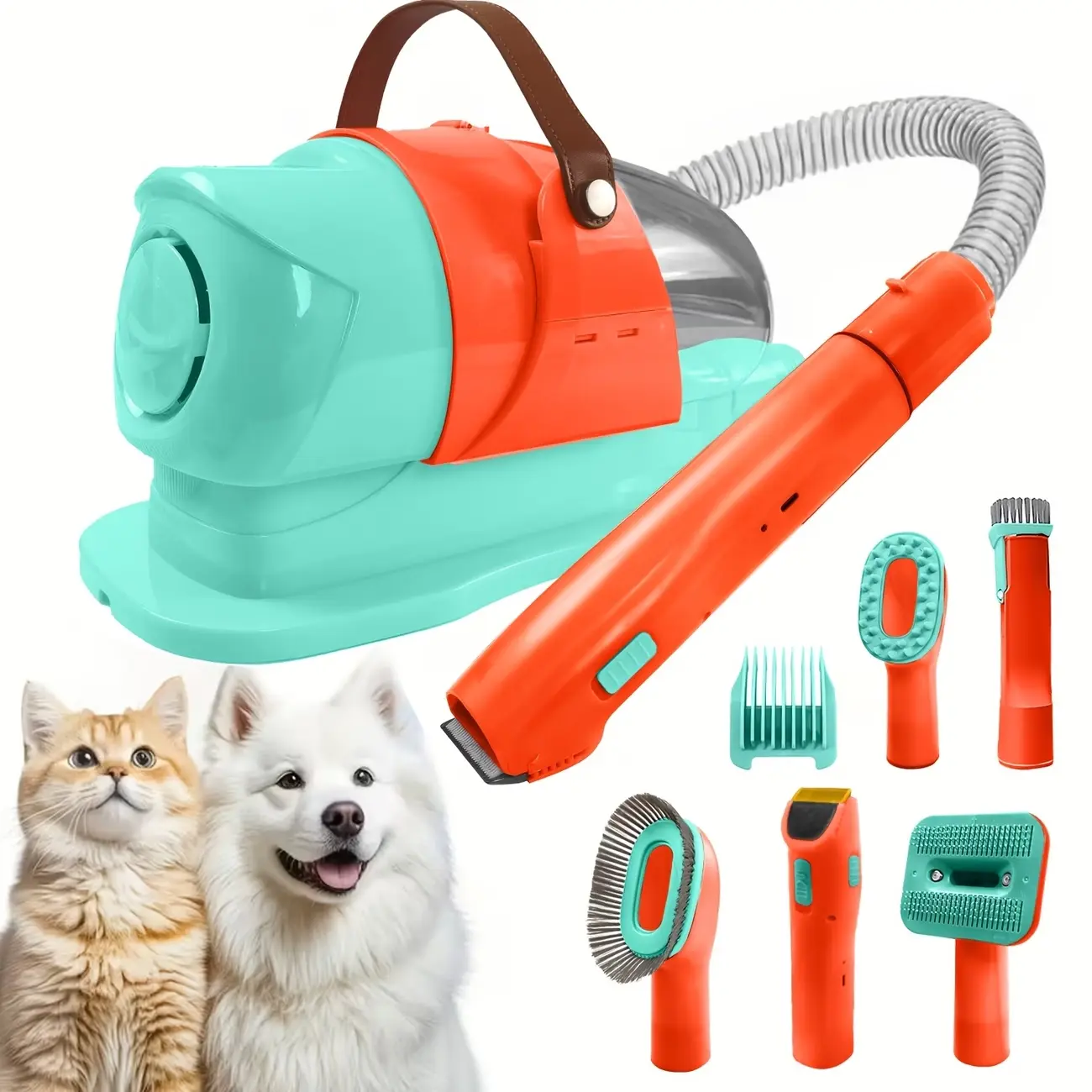 Pet Grooming Vacuum ,Dog &Cat Grooming Vacuum with 2.5L Dust Cup Dog Deshedding Brush 5 Tools for Shedding Pet Hair Lightweight Design 13KPa Suction Force Portable Cleaning Set