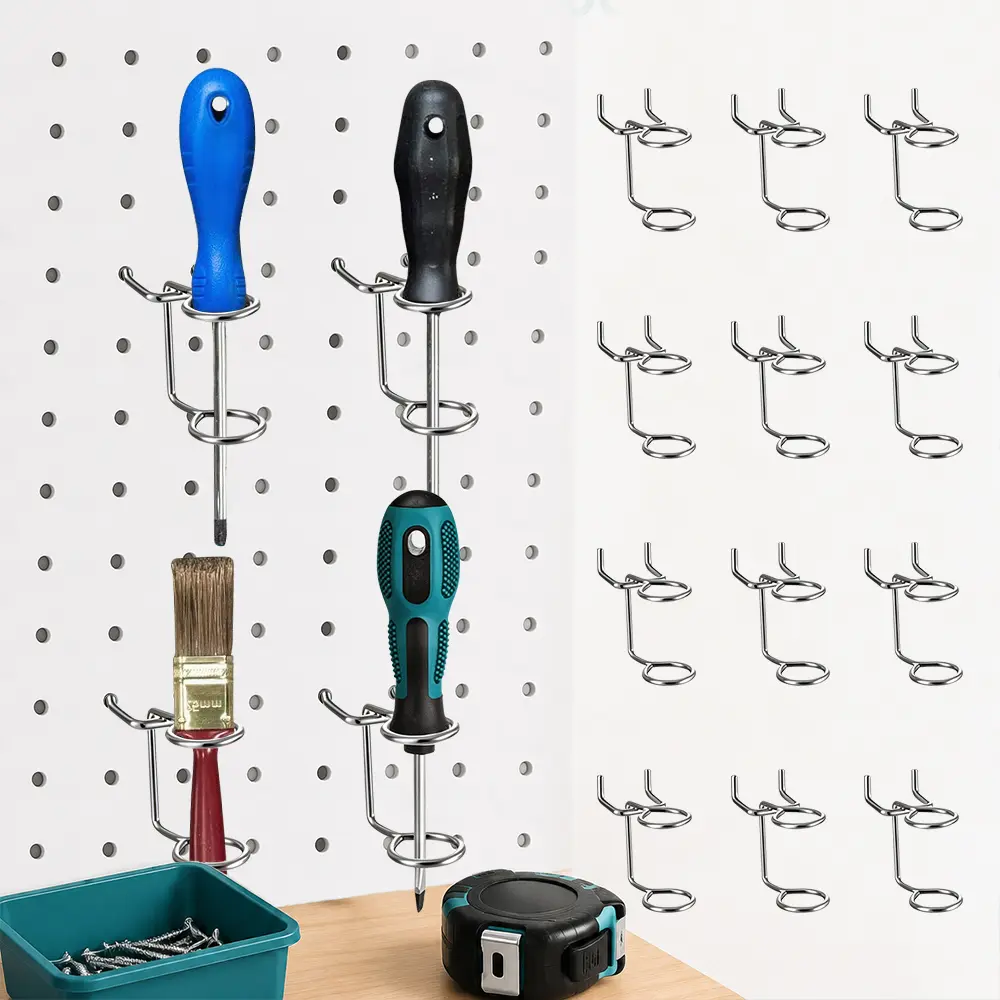 12 Packs Screwdriver Organizer Tool Holders Multi-Tool Holder Double-Ring Tool Holders Pegboard Accessories Household Tools Organizer Racks Storage System Hand Tools for Kitchen, Garage, Workbench sohochic