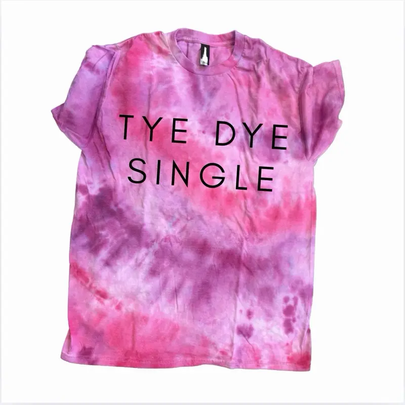 TYE DYE SINGLE Category Women's Comfortable Short-Sleeve Polyester Tie-Dye T-Shirt - Mama, Faith-Themed Valentine's Day Top