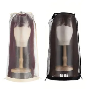 Wig Storage Bag Adjustable Wig Bag for Protecting Wigs with Drawstring Portable Travel Organizer for keep from Dirt Dust，Breathable and Easy Carry Home Hair Salon Travel Use Household Dust Cover