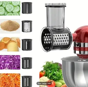 Large Size ,Slicer Shredder Attachment For Kitchen Aid Stand Mixer, Cheese Grater, Vegetable Slicer Attachment For Kitchen Aid, Slicer Accessories With 5 Blades