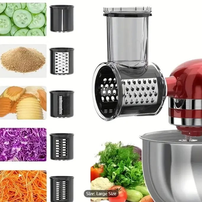 Large Size ,Slicer Shredder Attachment For Kitchen Aid Stand Mixer, Cheese Grater, Vegetable Slicer Attachment For Kitchen Aid, Slicer Accessories With 5 Blades