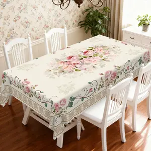 EIKIONE Spring Style Table Cover Machine Washable Polyester Tablecloth for Family Parties Easy Care Reusable Indoor Outdoor Wrinkle Free Perfect for Parties Catering Events and Spring Seasonal Displays