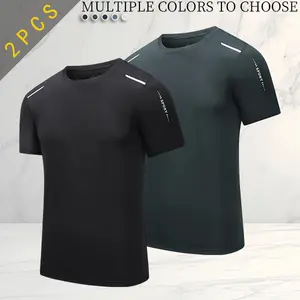 2-pack men's sports T-shirt, simple sporty style, breathable quick-dry fabric, reflective strips for safety, perfect for running and workouts, available in multiple colors and pairs well with everything