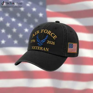 Military Aviation Heritage Embroidered Washed Dad Hat 250th Anniversary Patriotic USA Flag Vintage Cotton Adjustable Baseball Cap Service Inspired Gift for Men Women