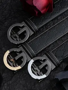 Men's Business Fashion Letter G Decorated Belt, Casual Automatic Buckle Belt for Daily Clothing Decor, Trendy All-match & Exquisite Secure Metal Buckle Belt for Birthday Gift, Leather Belts