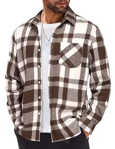 COOFANDY Mens Flannel Shirt Long Sleeve Lightweight Plaid Shirt Casual Button Down Shirts Jacket