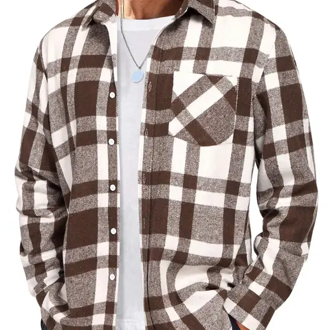 COOFANDY Mens Flannel Shirt Long Sleeve Lightweight Plaid Shirt Casual Button Down Shirts Jacket
