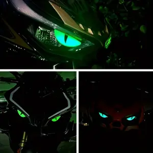 3D Cat Eye Motorcycle and Car Decals Glow-in-the-Dark Rubber Stickers Stunning Little Devil Design Elevate Your Vehicle's Exterior Aesthetics