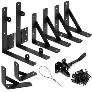 1 Set Heavy Duty Anti-Sag Gate Kit for Wooden Fence Gates, Corner Brace Brackets with Self-Locking Latch