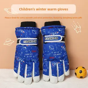 Kids' Ski Gloves | Winter Water-Resistant Fleece-Lined Snow Play Gloves Children's ski gloves Winter outdoor boys and girls anti-splashing water piled thickened play snow warm windproof cold gloves