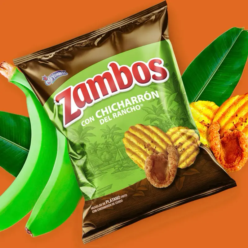 Zambos con chicharrón 19gr tira de 6 unidades from Guatemala. Snack Delicius