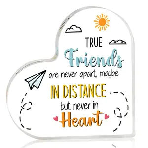 Heart Shaped Acrylic Ornament, Creative Friendship Gift for Women, Long Distance Friend Gift, Friendship Gift for Best Friend, Home Decor, Signs