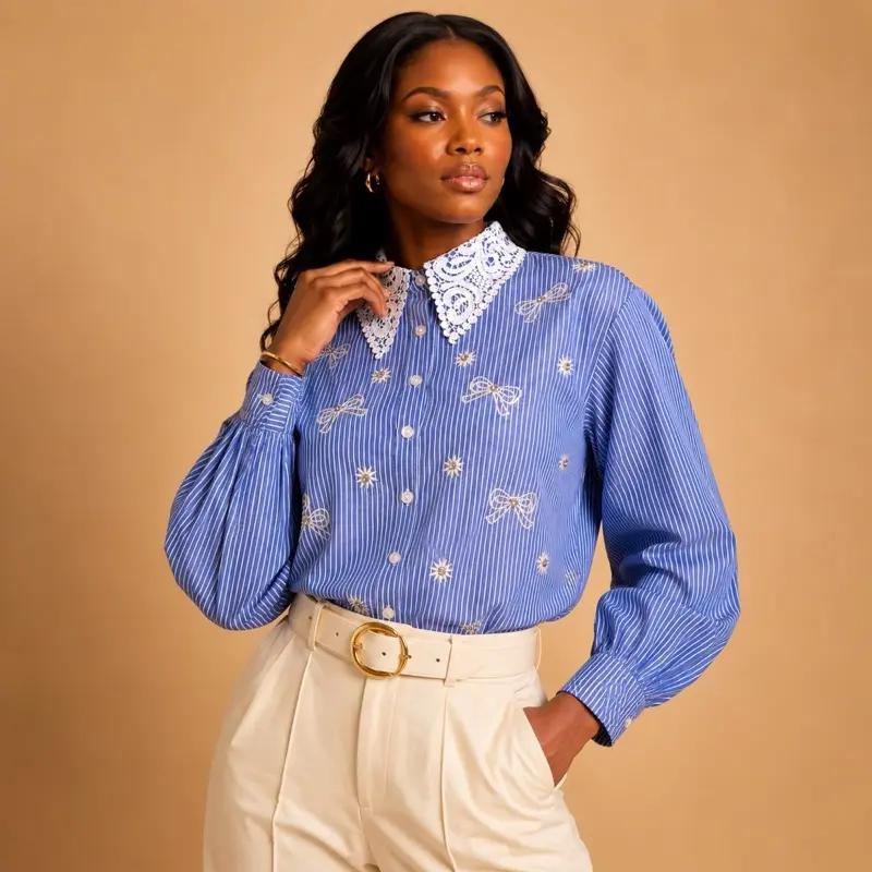 Silkandluxe Éloise Lace Collar Blouse
