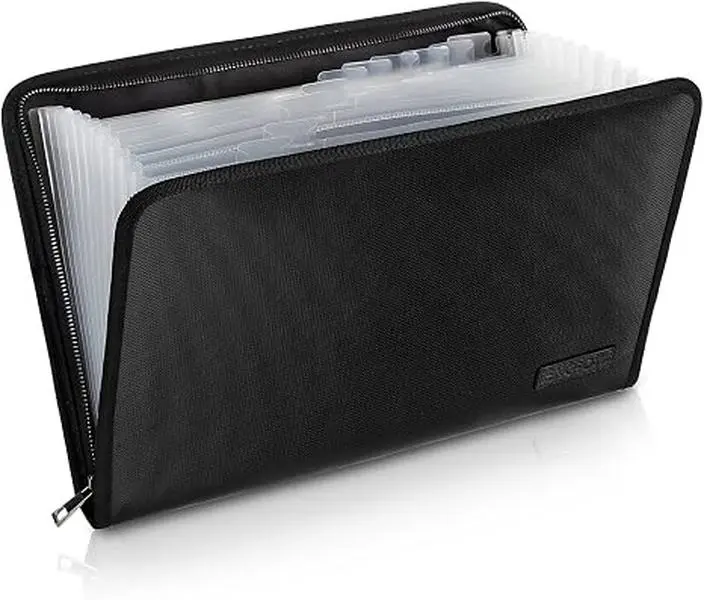 ENGPOW Fireproof Resilient Multi-Pocket Storage Pouch - 13-Pocket Functional File Folder, Water-Resistant Home Organizer, Portable Zippered for Cash, Passport, Certificates
