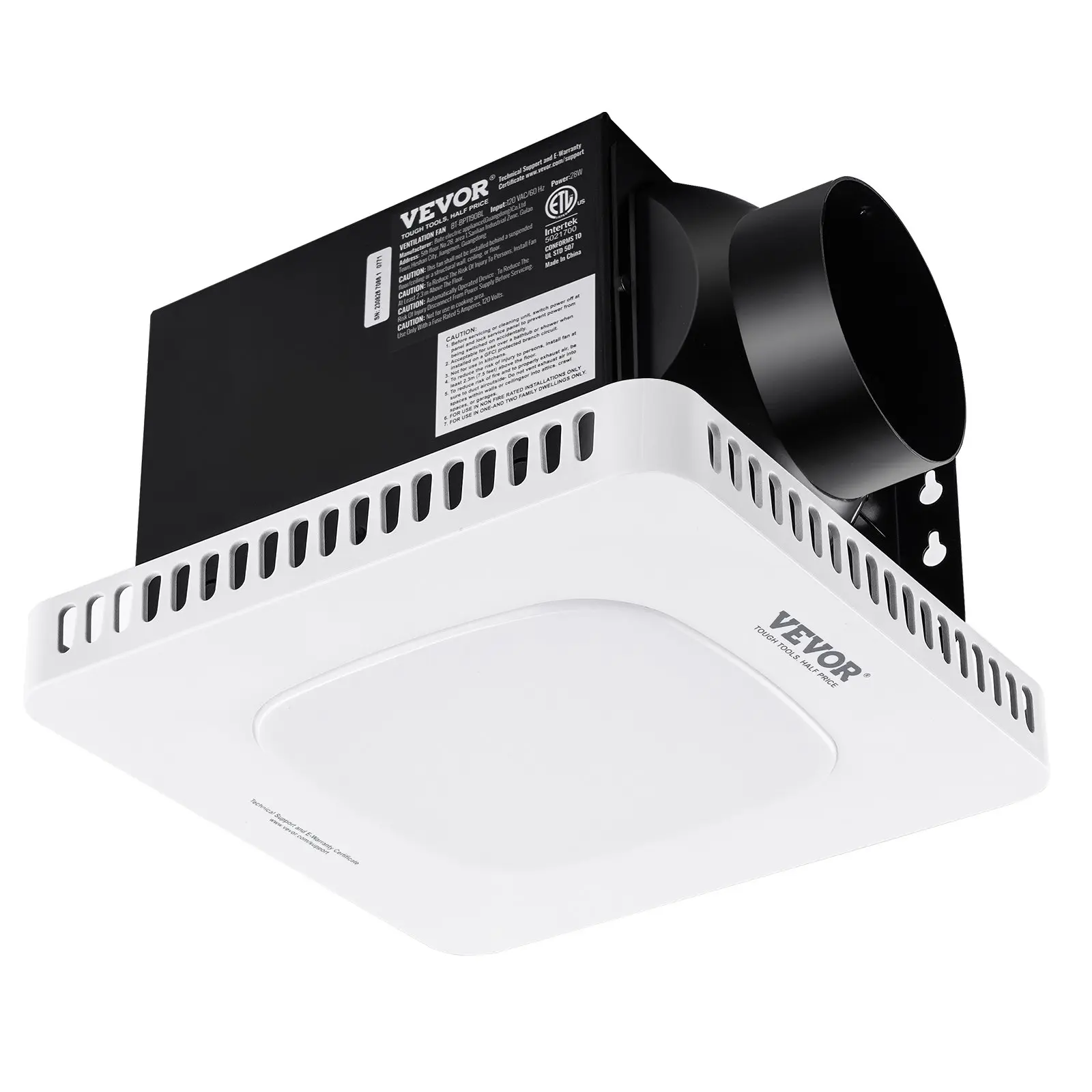 【DealsForYouDays】VEVOR Bathroom Ceiling Exhaust Fan, 110 CFM Flow High-Efficiency Galvanized Steel Ventilation, 1.5 Sones Low-Noise All-Copper Motor, Energy-Saving, No Attic Access Required, For Multiple Ceiling Types, 110Cfm Flow, Led Lighting, 1 Color,